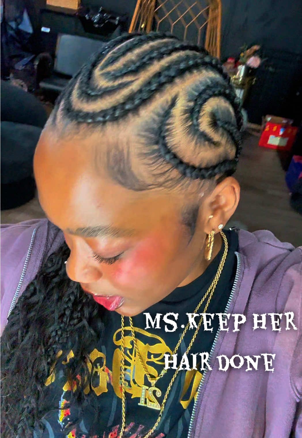 Ms. Always does her own hair Actually went to get her hair done. Yall know I can do just about any style on myself but the hairstylist gets tired of doing hair too😴  #fyp #braids #labraider #braidinspo #hairinspo