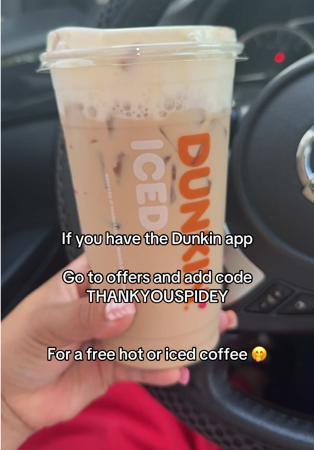 RRUNNNN before it expires. CODE : THANKYOUSPIDEY ( free hot or iced coffee ) @Dunkin' #freecoffee #dunkindonuts #dunkin #icedcoffee 