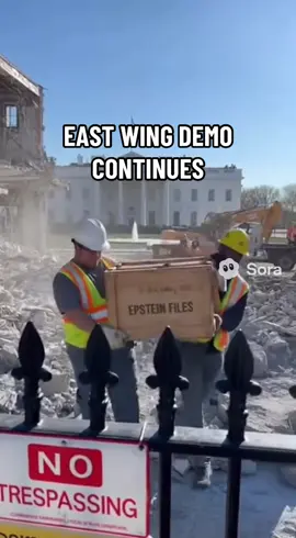Ongoing demolition at the White House. Crews keep finding more crates. No official explanation has been given. #whitehouse #construction #renovation #satire #fyp