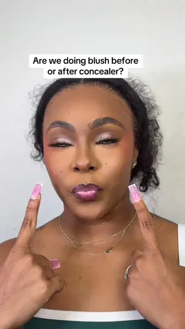 Makeup has no rules but which side do we prefer? Blush before or blush after🤔 #beautycontentcreator #smallcreatorsontiktok #blushtrend #liquidblush #makeuptiktok 