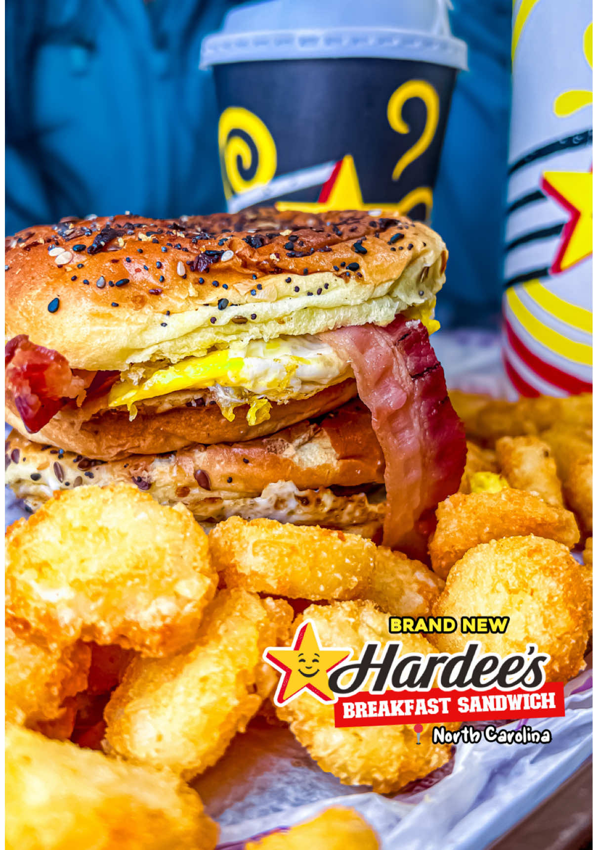🗣️ The ALL NEW Everything Seasoned Breakfast Sandwich from @Hardee’s is a dang GAMECHANGER! 😱 A perfectly toasted everything-seasoned bun packed with a hand-cracked egg, your choice of crispy bacon or sausage, and whipped cream cheese. It’s an experience you have to try for yourself. We suggest you get it before it's gone!  #HardeesPartner #Hardees #EverythingSeasoned #nccheck #northcarolina 