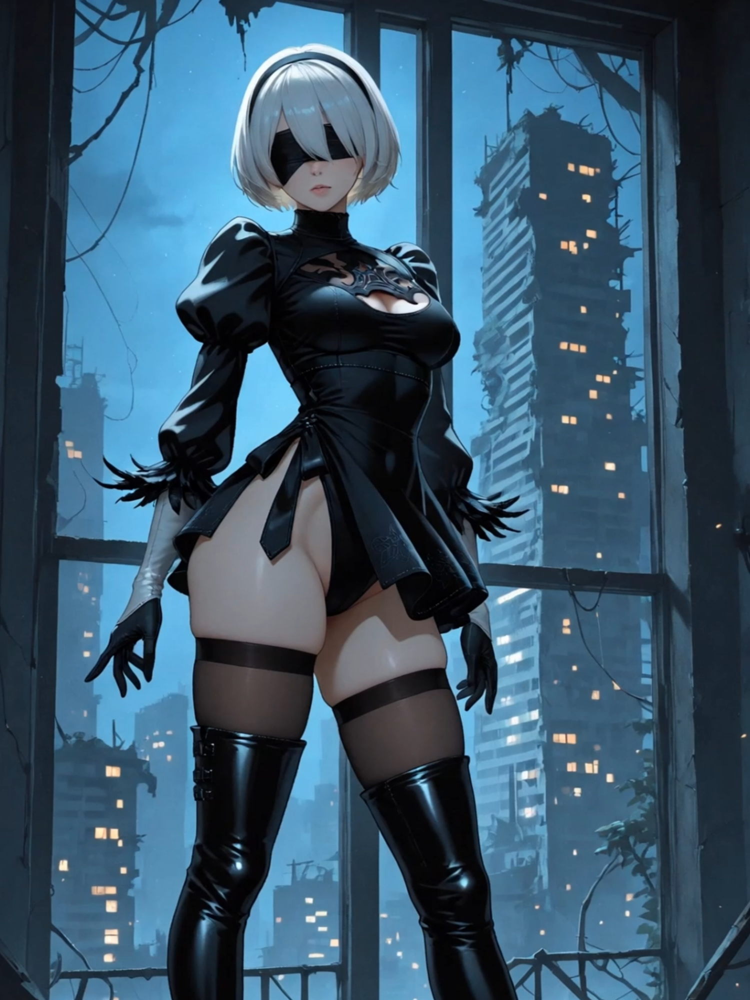 YoRHa No.2 Type B (2B) from Nier: Automata #2B #NierAutomata #Drakengard #potrait #digitalpotrait #digitalart #aiart #aiartwork #ai