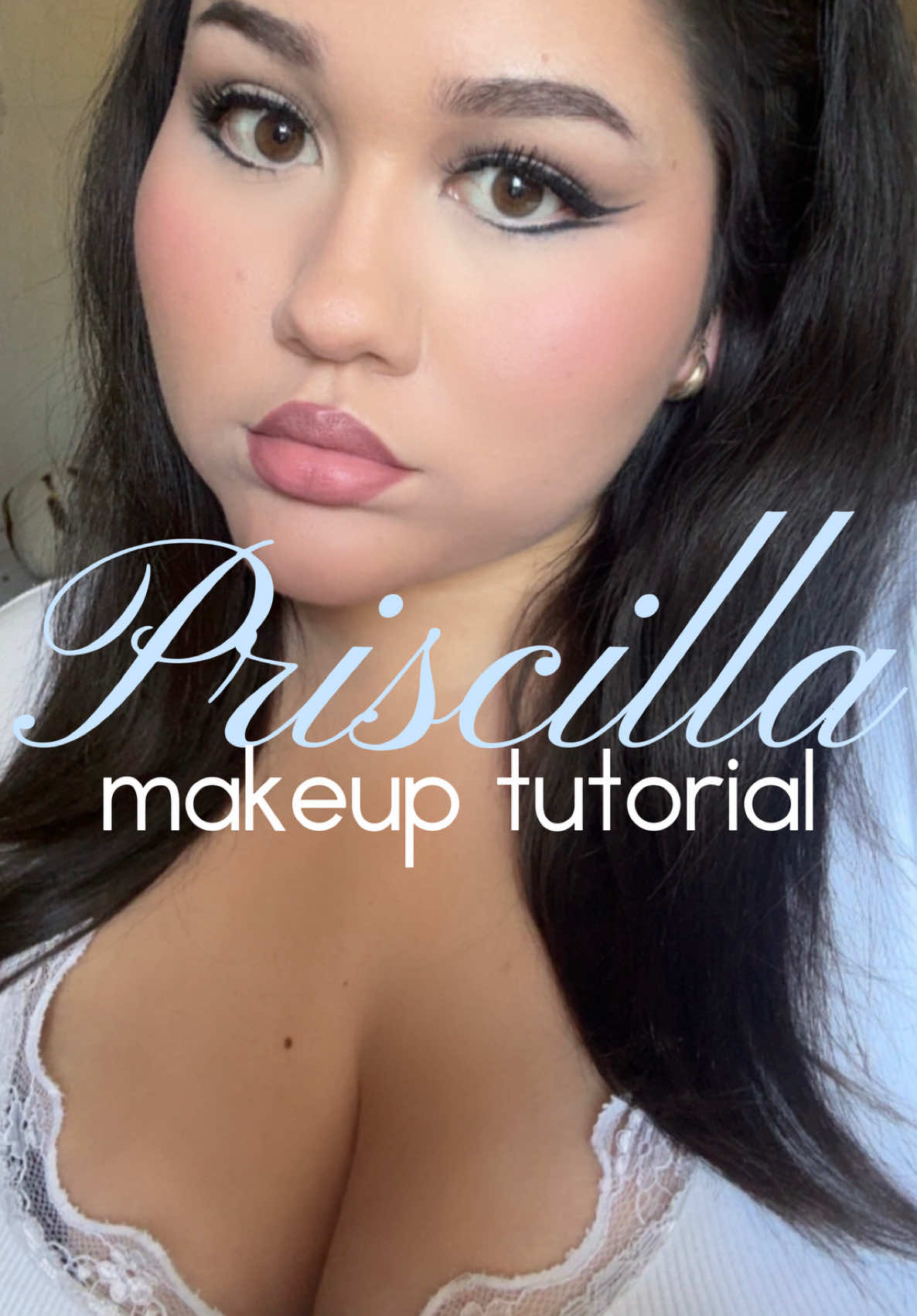 Priscilla makeup tutorial 🪽🦢☁️ consider me obsessed with double winged liner #priscillapresley #makeuptutorial #halloweenmakeup 