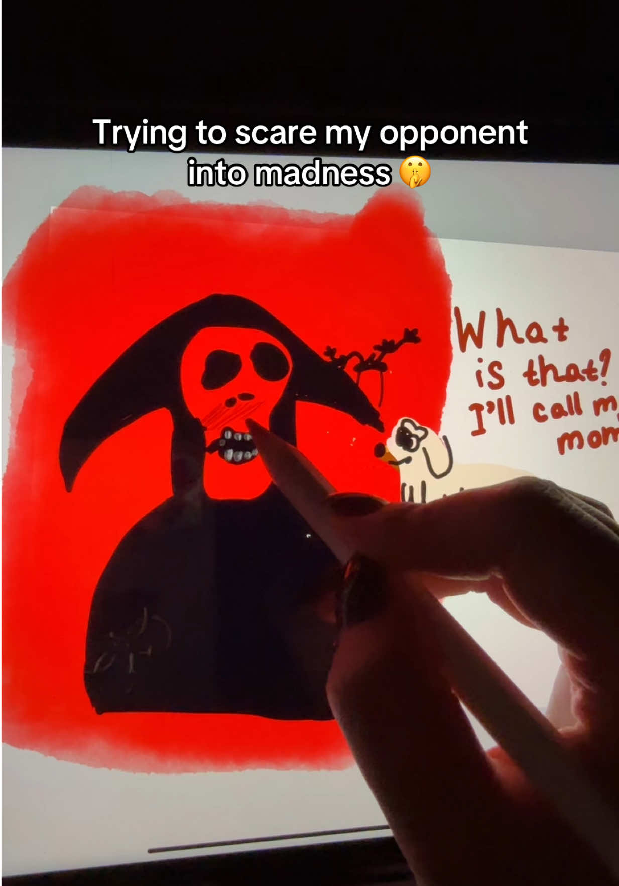 Scaring my opponent in ArtWorkout app 😱 #digitalartist #digitaldrawing #app #ipad #scarystories 