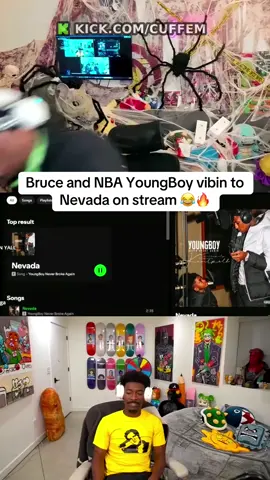 Bruce and ‘NBA Youngboy’ aka Cuffem singing Nevada on stream☠️☠️😭