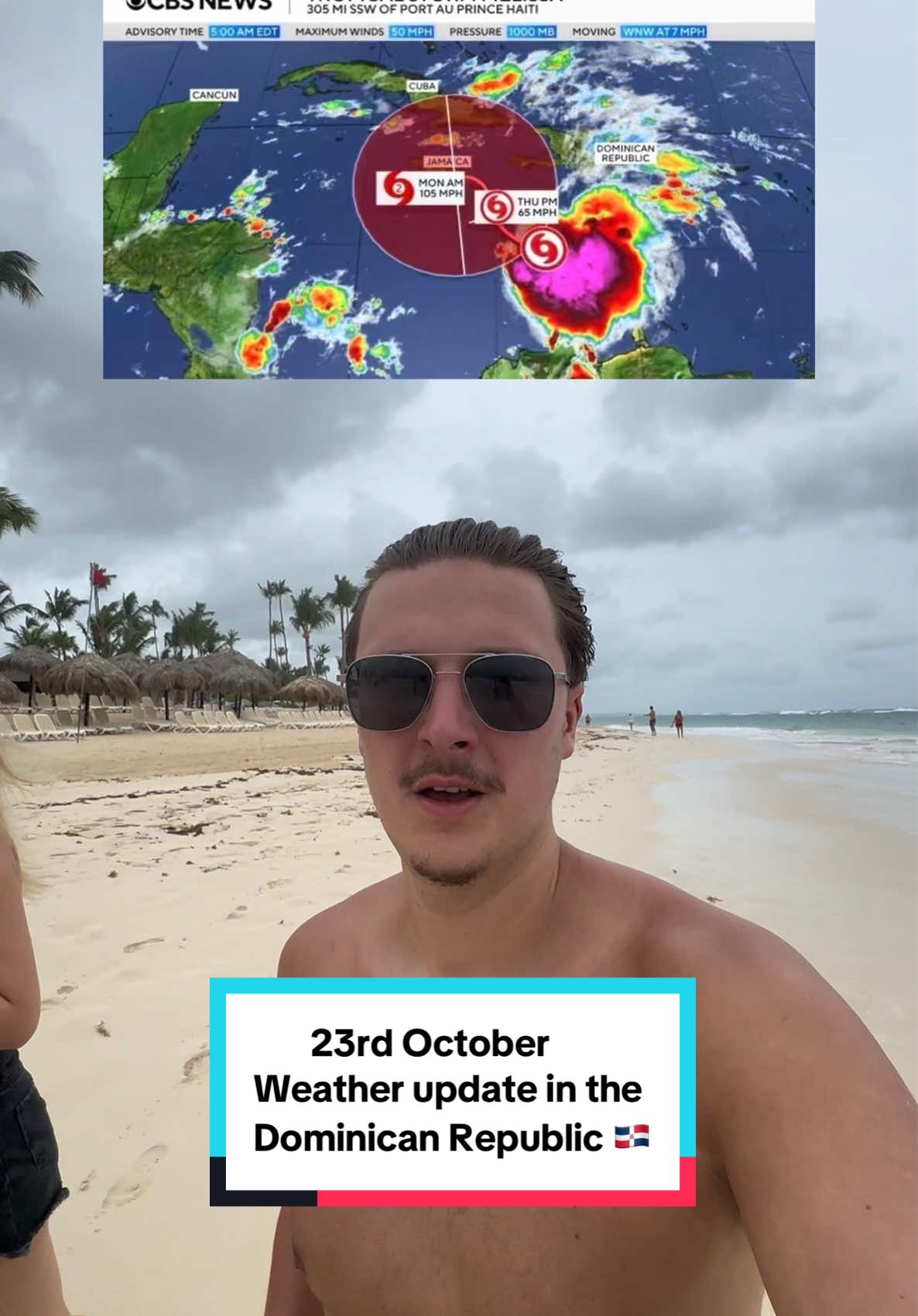The weather in the Dominican Republic has started to become a lot more rainy and windy over the last two days. This is due to a passing hurricane through the Caribbean Sea⛈️ Please enjoy your holidays as the sun is now shining ☀️ #weather #puntacana #dominicanrepublic #fyp #holidays 