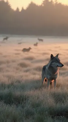 Between fog and light, they appear #cinematic #morning #fog #autumn #wolf 
