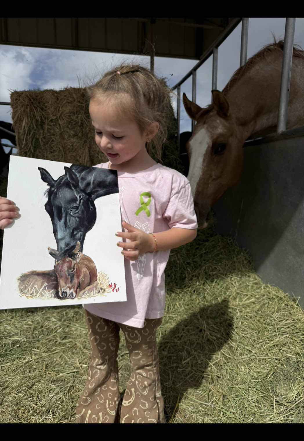 Thank you Nicholas for this beautiful painting of Bougie and Avalon 🥹❤️ #viral #fyp #horse #horsetok #painting 