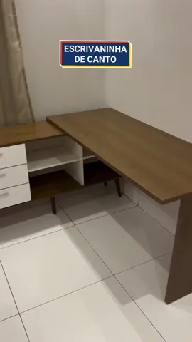 Escrivaninha Mesa de Escritório de Canto 3 Gavetas Branco/Rustic Lisboa Madesa#escrivaninha #mesaescritorio 