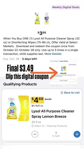 Weekly digital deals this week at Smith’s Marketplace  10/22 - 10/28.  ➡️ Weekly deals are limit of 5 in a transaction.  #smithsmarketplace #kroger #groceries #groceryshopping #digitalcouponing 