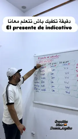 📌مقتطفات من حصة “El presente de indicativo “ لتلاميذ #السنة_الثانية 🇪🇸 #لغة_إسبانية #docente_argelino🇪🇦🇩🇿  📍مدرسة الشهاب | الجمعة 14:30. 📍مدرسة تشيكوا سكول | السبت 15:00 #creatorsearchinsights 