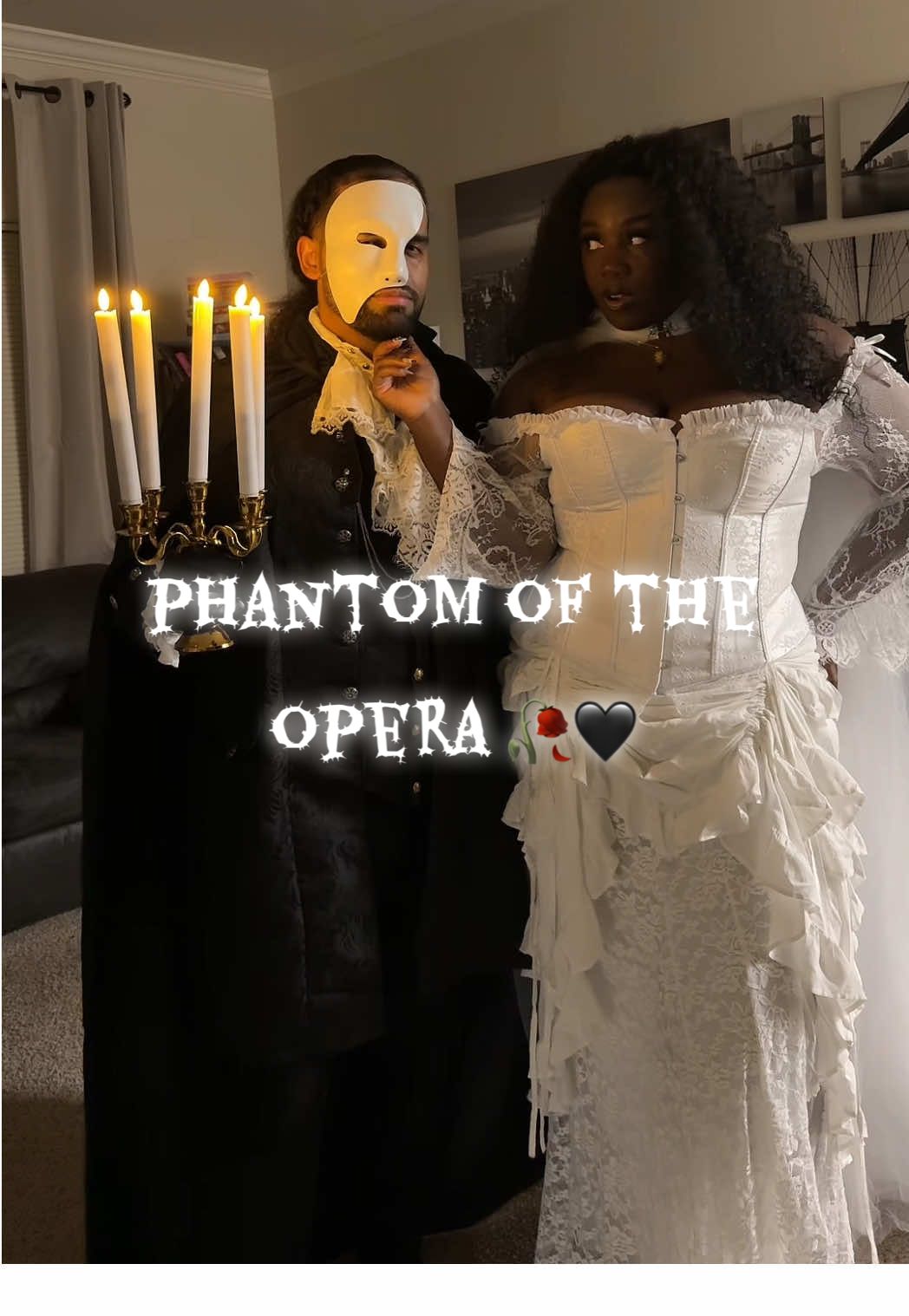 I ain’t scared of no ghost 👻🌹#halloween #phantomoftheopera #christinedaae #husbandwife #halloweencostume 