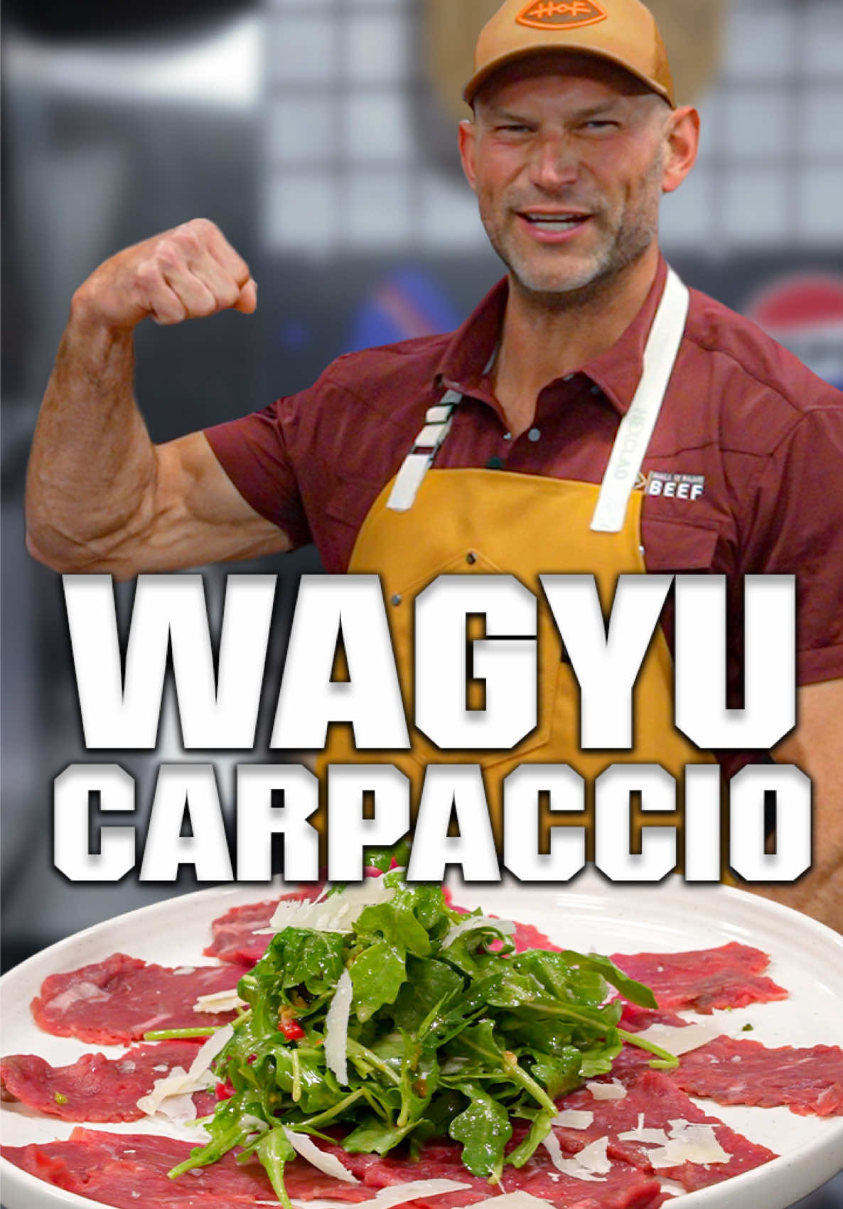 Making Beef Carpaccio with Joe Thomas!  He brought Wagyu from his farm @halloffamebeef ! #cookingshow #beefcarpaccio #wagyu #wagyubeef 