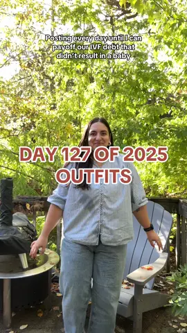 I didn’t realize I spilled on myself until I filmed this 🤣 Just a girl trying to make some pumpkin spice brookies for book club! 📚🎃 The tree house is starting to change colors!!!  #thriftedfashion #midsizestyle #fallfashion #ivfjourney 
