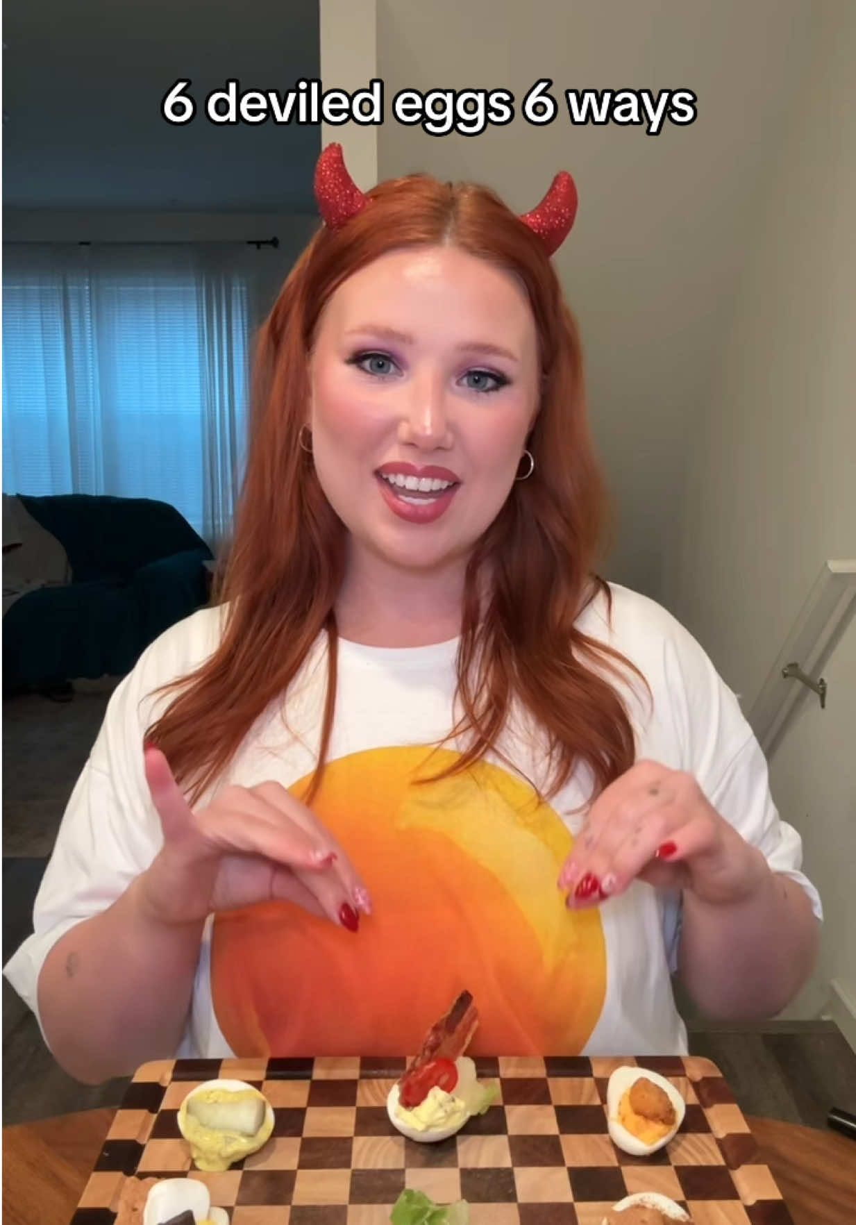 deviled egg flight !!!  #tastetest #eatwithme #deviledeggs #halloweenlook 