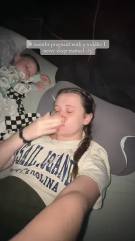 rlly regretting my decision not to sleep train now 🥲 spending hours of my day trying to ROCK my wild child to sleep while 6 months pregnant is nottt the vibes (he naps in our bed & i lay here w him until he’s up- he’s safe i promise) #toddlersoftiktok #pregnantwithatoddler #motherhoodunfiltered #momcontentcreator #realityofmotherhood 