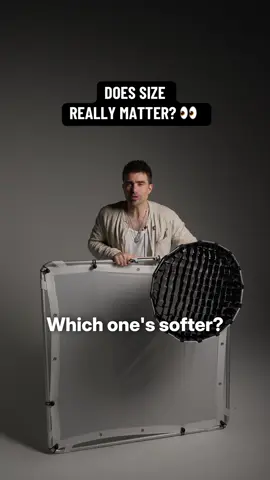 Does size really matter? 👀 In lighting, yes. Bigger source = softer light. It’s not about power — it’s about surface area. 💡 #fyp #contentcreationtips #lightinghack #filmmakingtips #creatorlighting 