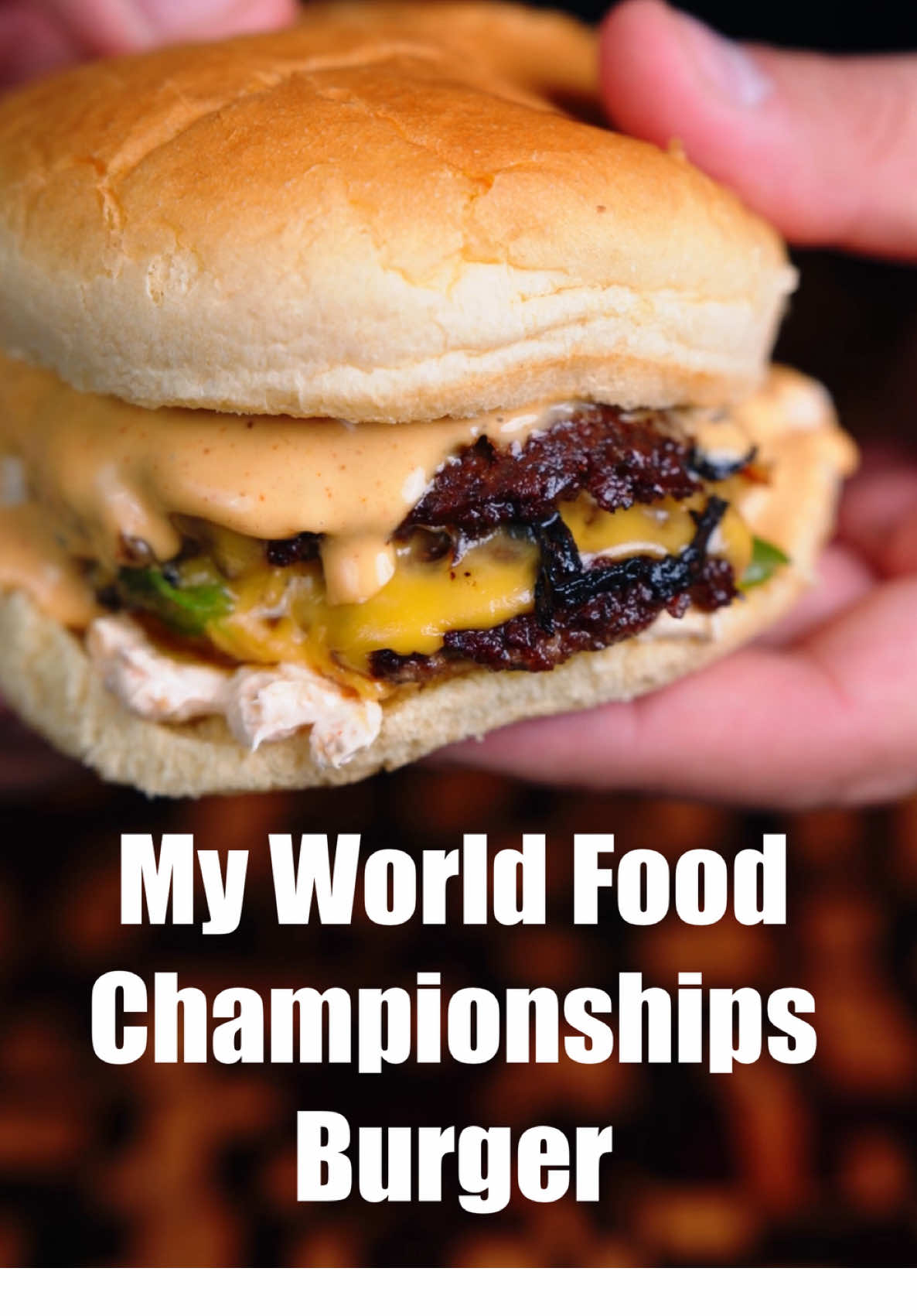 One of the top bites from WFC in Indy!  We served up over 1000 servings of this burger and it was a massive hit! I worked with Chef Greeny and @New School Quality American 🧀 to bring this flavor packed bite to the Taste of World Food Championships this year!  Cheese Spread: 12 oz whipped cream cheese 1 tsp garlic powder 1 tsp onion powder 1 tsp smoked paprika 1/2 tsp black pepper 1 cup new school Shreds 1. Just Mix everything together and refrigerate for 30 mins or more until ready to serve.  Burger: 3-4 oz 80/20 beef balls Lawrys Seasoned salt Thinly sliced onion and jalapeno Sliced American cheese Martins potato rolls , steamed Cheese spread My burger sauce (pinned video on my page) Simple and delicious!! Give it a try!!  #burger #smashburger #burgerlover #worldfoodchampionships #Foodie 