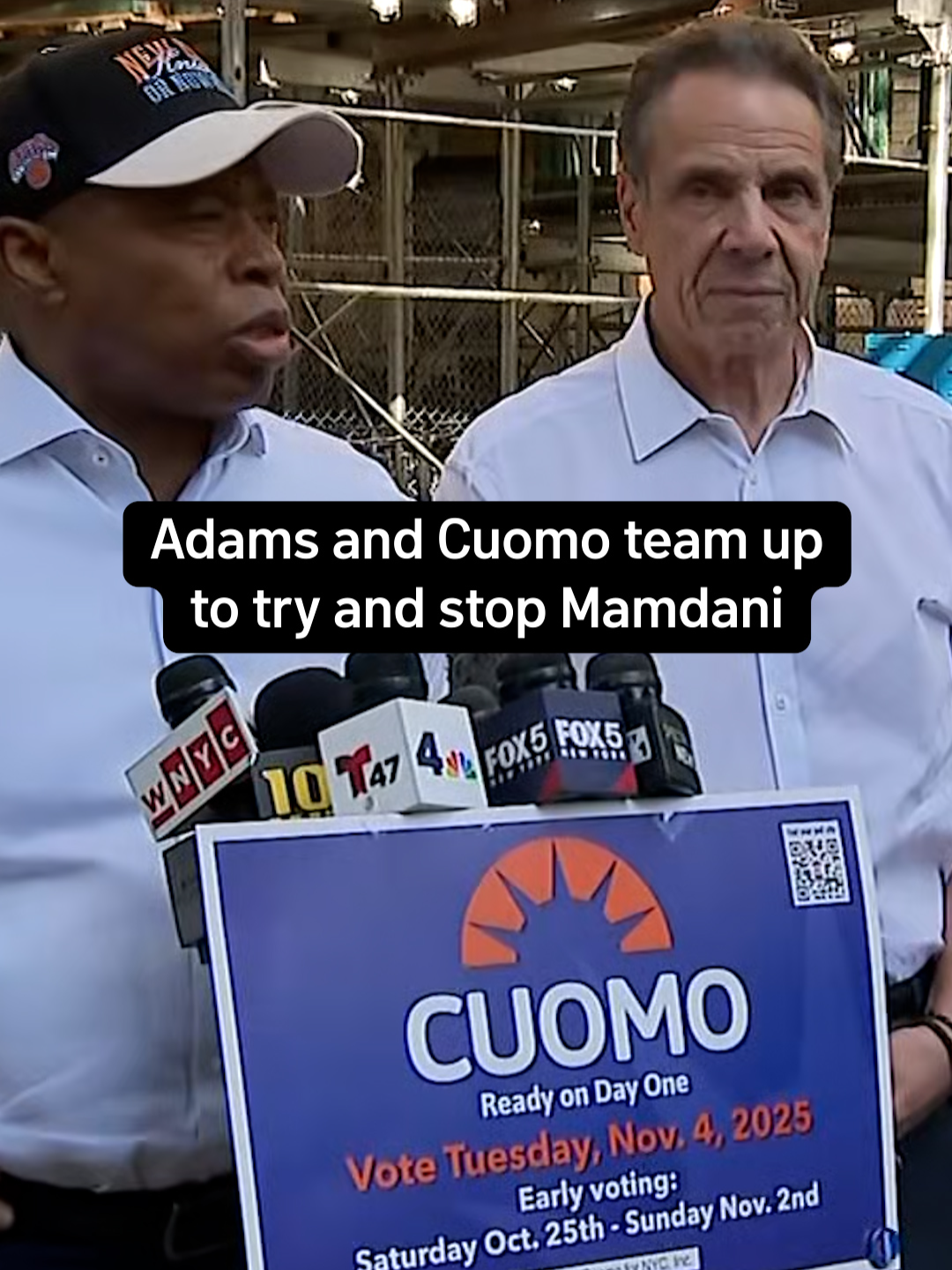 From rivals to allies. Mayor Eric Adams threw his political weight behind former Gov. Andrew Cuomo on Thursday, only weeks after the two were sparring on the campaign trail.  The motivation for the team-up is clear: both man hope to take down Democratic nominee Zohran Mamdani. #nyc #politics #ericadams #zohranmamdani