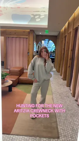 looking for the new aritzia crewneck with pockets #aritzia #aritziafinds #aritziasweatsuit 