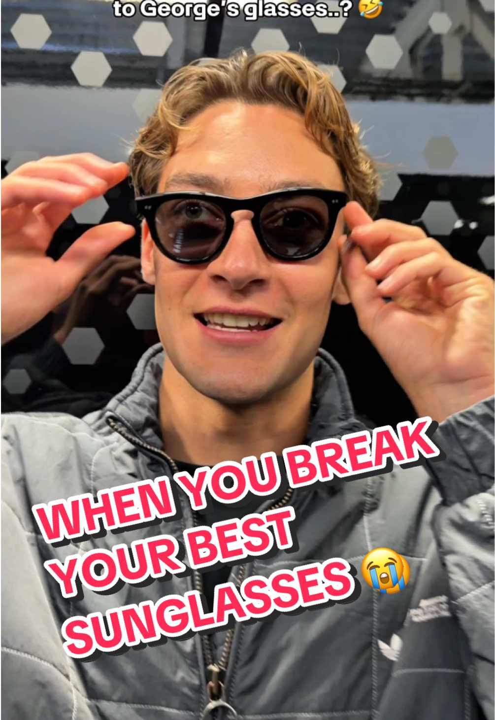 When you break your favourite sunglasses 😭 #mercedes #f1 #georgerussell #mexicogp 