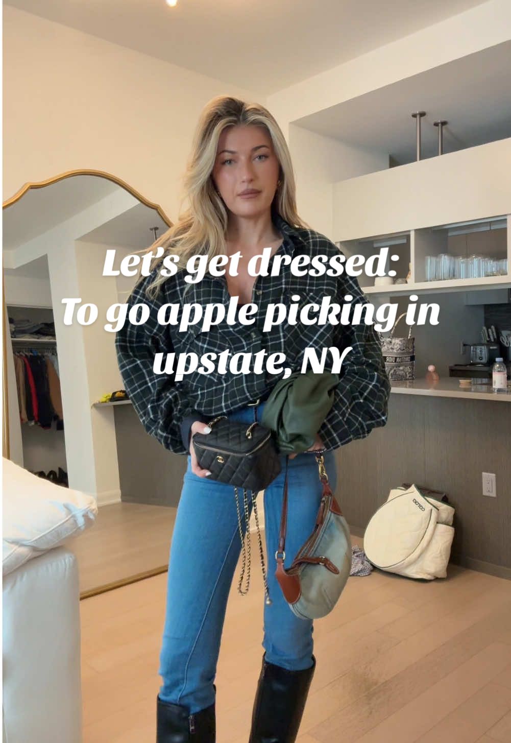 Let’s get dressed: to go apple picking in upstate, NY #grwm #outfitinspo #fallinnyc 