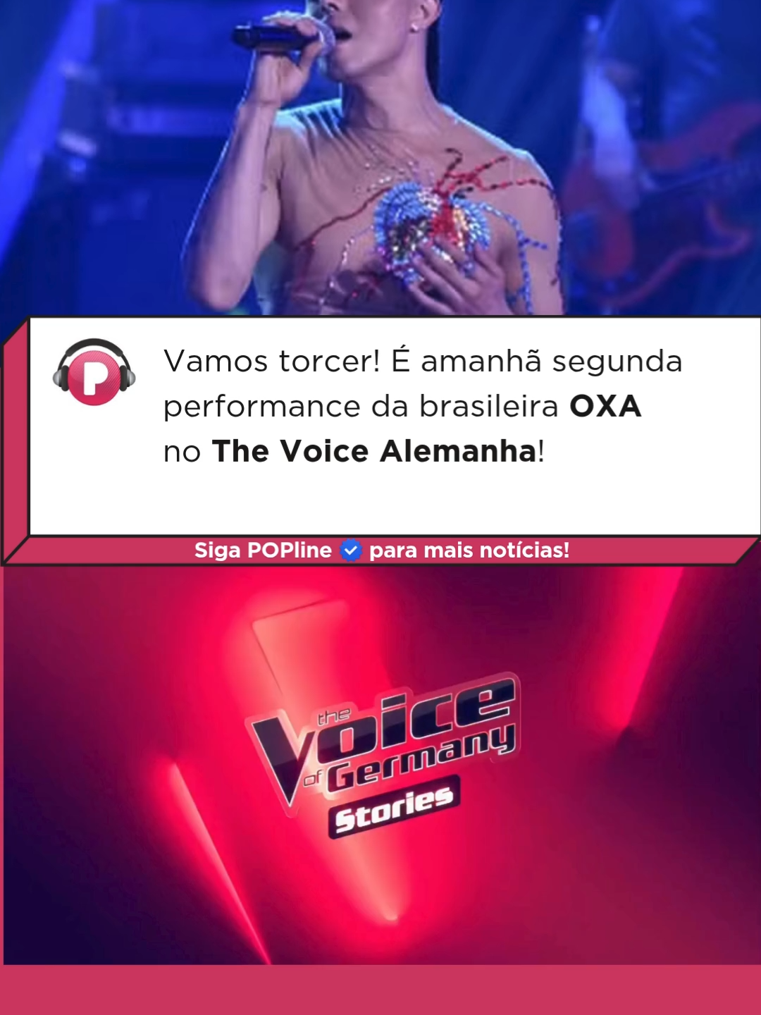 É AMANHÃ! Quem já está na torcida pela segunda apresentação da nossa brasileira OXA no The Voice Alemanha? Enviando todas as energias positivas pra lenda! @oooxaaa