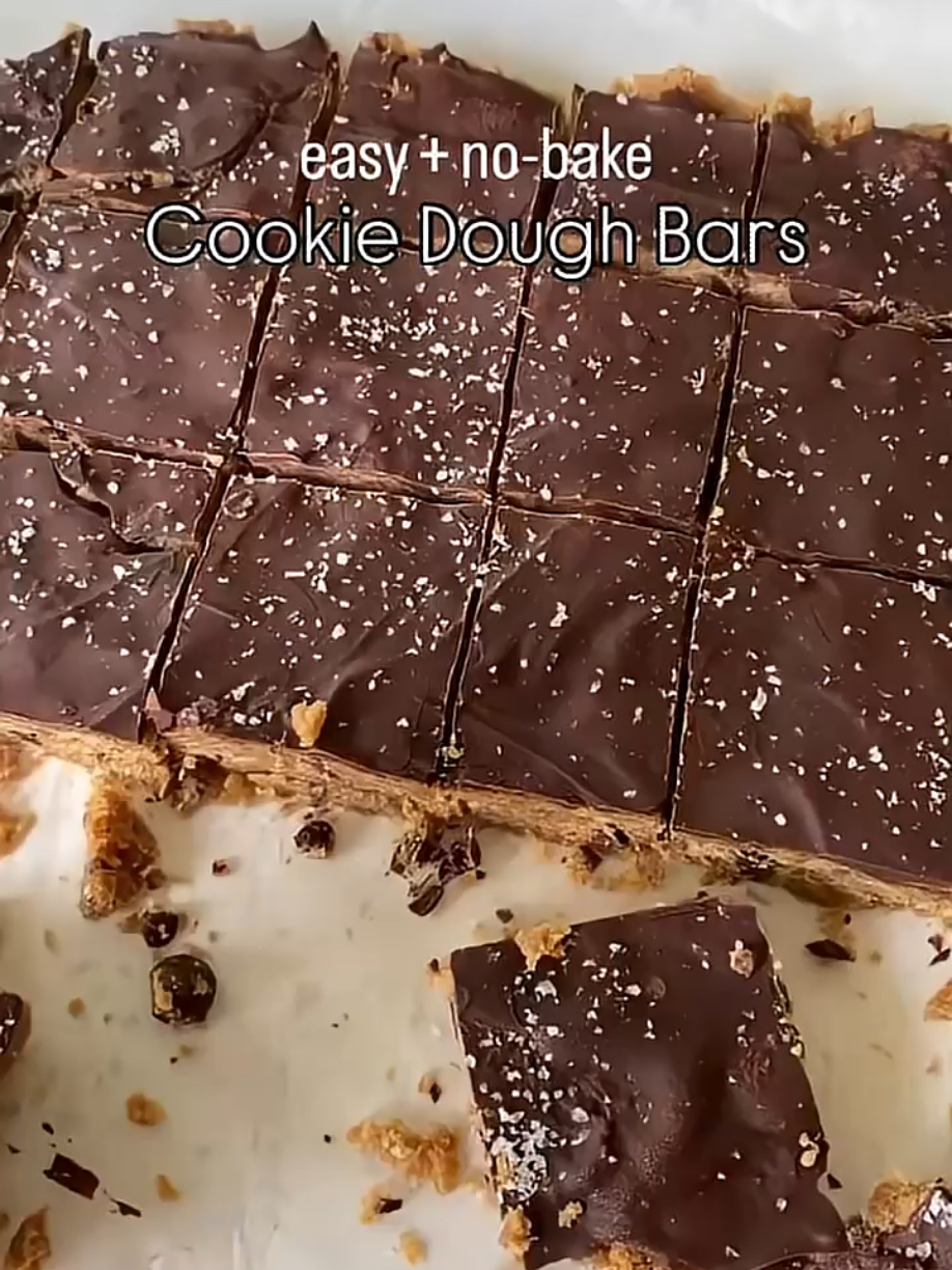 NO-BAKE Peanut Butter Cookie Dough Bars 😋 aka healthy Reese’s 🍫💛 One of my most popular recipes — always stocked in my freezer! ❄️ You only need 6 ingredients (+ a sprinkle of sea salt if you’re fancy 😉) Wholesome, chewy, sweet, and ridiculously easy 🙌🏼 #HealthyDessert #NoBakeBars #PeanutButterLovers #creatorsearchinsights #foryoupage 