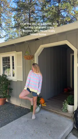 wouldn’t be a successful mom OOTD without some (or a lot) of spit up 😜  Shorts from @Oliver Logan  Sweater is @Three Bird Nest  And shoes @Project Cloud Shoes  All linked in my shopmy 🥰 #momootd #relatablemom #postpartum #fallclothes #momoutfit 