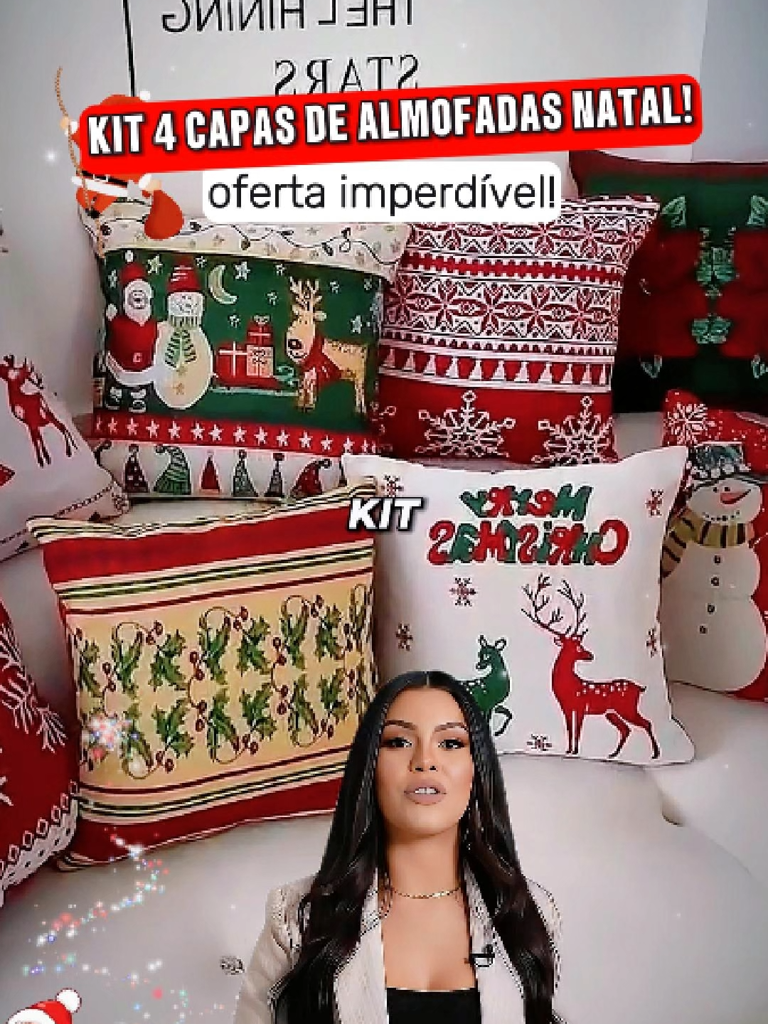 KIT 4 CAPAS DE ALMOFADAS DE NATAL LINDAS #capadealmofadas #sala #NATAL #brasil🇧🇷