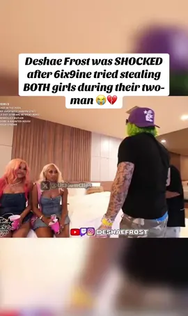 switched up mid two-man and started dirty macking, trying to take both girls for himself 😭💀 The whole chat was losing it! #6ix9ine #deshaefrostclips #deshaefrost #fyp 