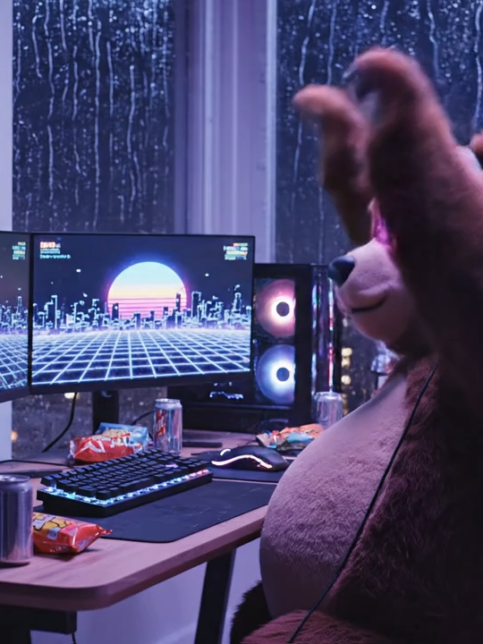 Lo_fi_Bear_s_Late_Night_Gaming_Session #Tech #techtok #lofivibes #Techbear #Gaming #UnfortunatelyIlove
