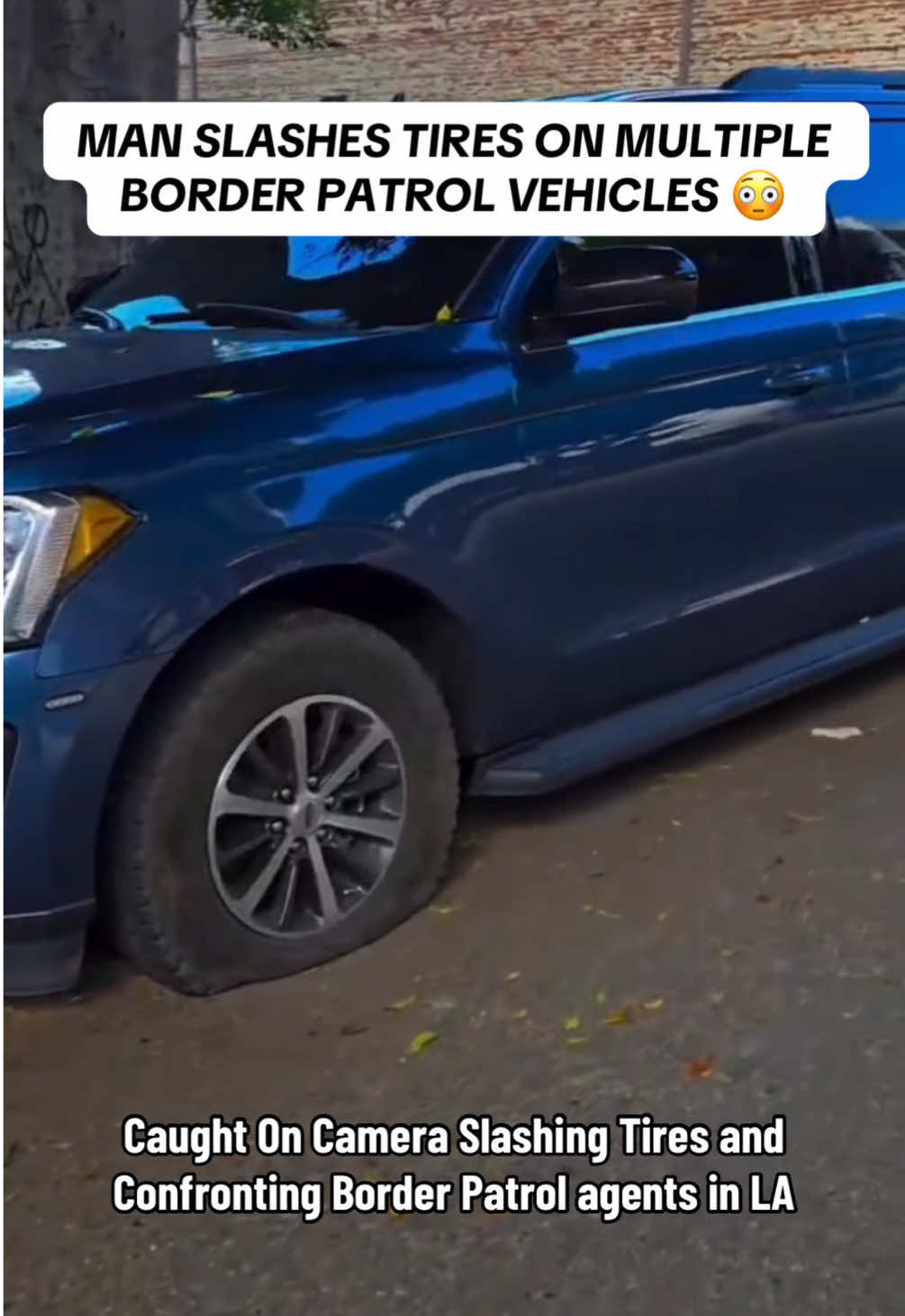 A man went around downtown Los Angeles slashing the tires of several Border Patrol vehicles… #Immigration #ICE #Vehicles #LosAngeles #BorderPatrol