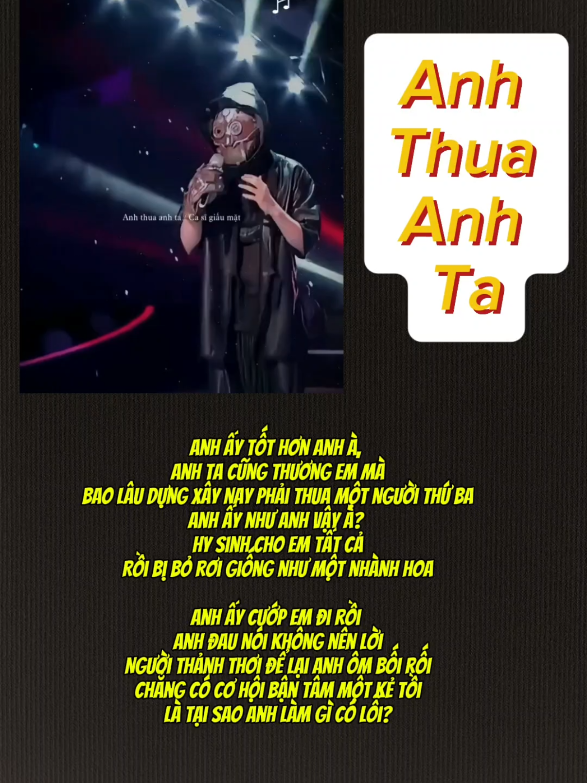 Anh Thua Anh Ta - Ca Sĩ Giấu Mặt #viralvideo #anhthuaanhta #casigiaumat #viralvideo #trending 