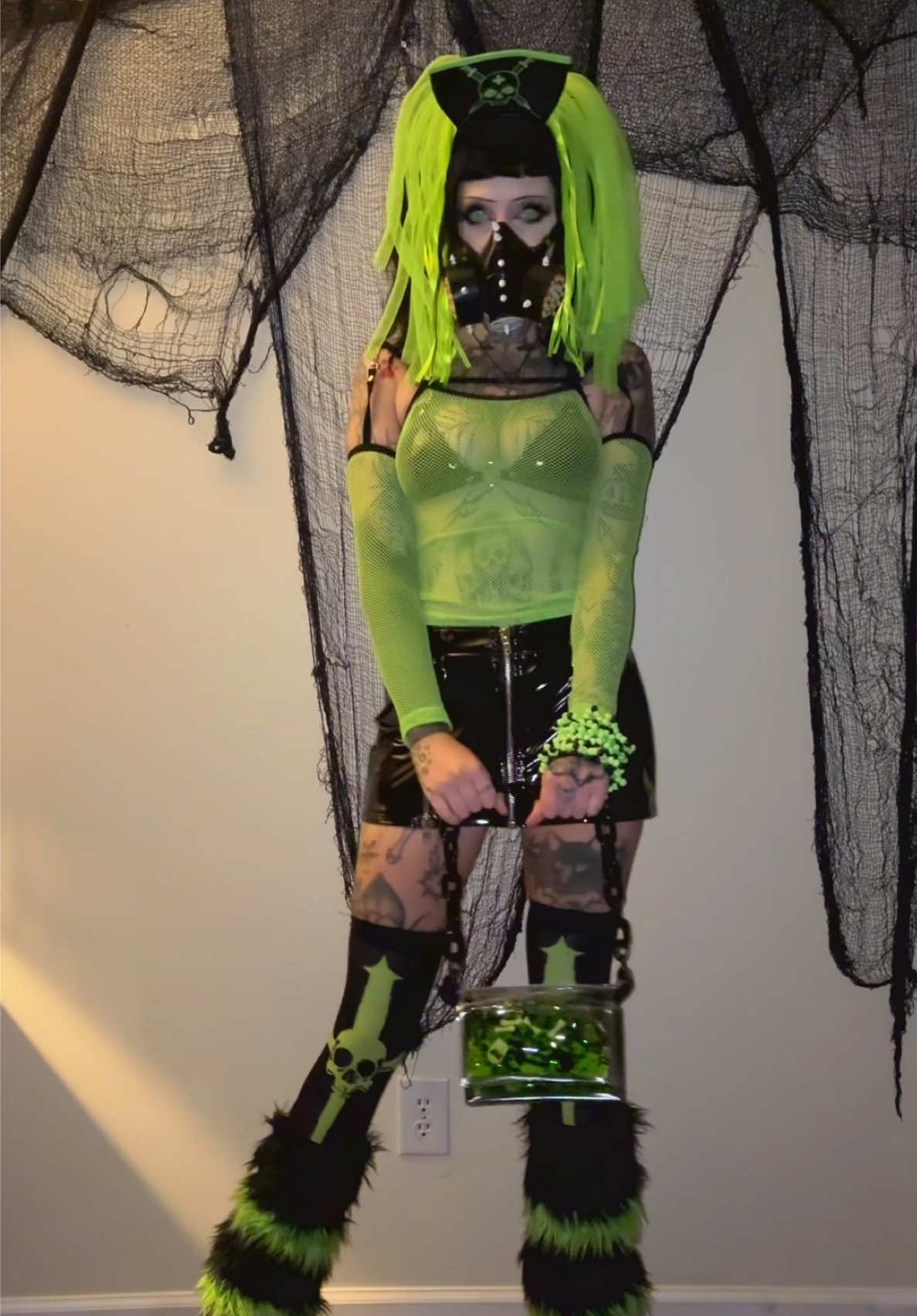 wearing @LipService1985 new green pieces + @Electric Bubblegum purse! 💚🖤