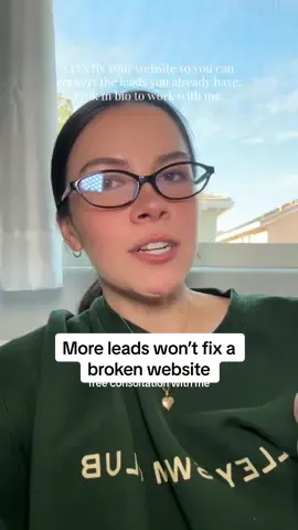 Stop spending money trying to get more leads. You don't need more leads. You have at minimum 30 to 50 people landing on your website every single week. They're looking around. They're checking out your services. And then they're leaving without inquiring. You're out here investing in ads, posting 5 times a week on Instagram, optimizing for SEO - all to drive more traffic to a website that can't convert the traffic it already has. If I doubled the amount of people visiting your site tomorrow, it wouldn't change your booking rate. Because your website isn't guiding anyone toward actually working with you. You don't have a traffic problem. You have a conversion problem. My client had the same issue - decent traffic, zero inquiries. After we redesigned her website to actually convert visitors instead of just display information, her inquiry rate jumped 300%. Same amount of traffic. Website that finally turned browsers into bookers. Stop throwing money at driving more people to a broken website. Fix your website so it actually converts first. Once your site is converting the people already showing up, THEN worry about adding more traffic. Ready to turn your existing traffic into paying clients? Book a consultation and let's fix what's actually broken - link in bio. #entrepreneurtok #womanownedbusiness #freelancedesigner #brandstrategy #smallbusinesswebsite 