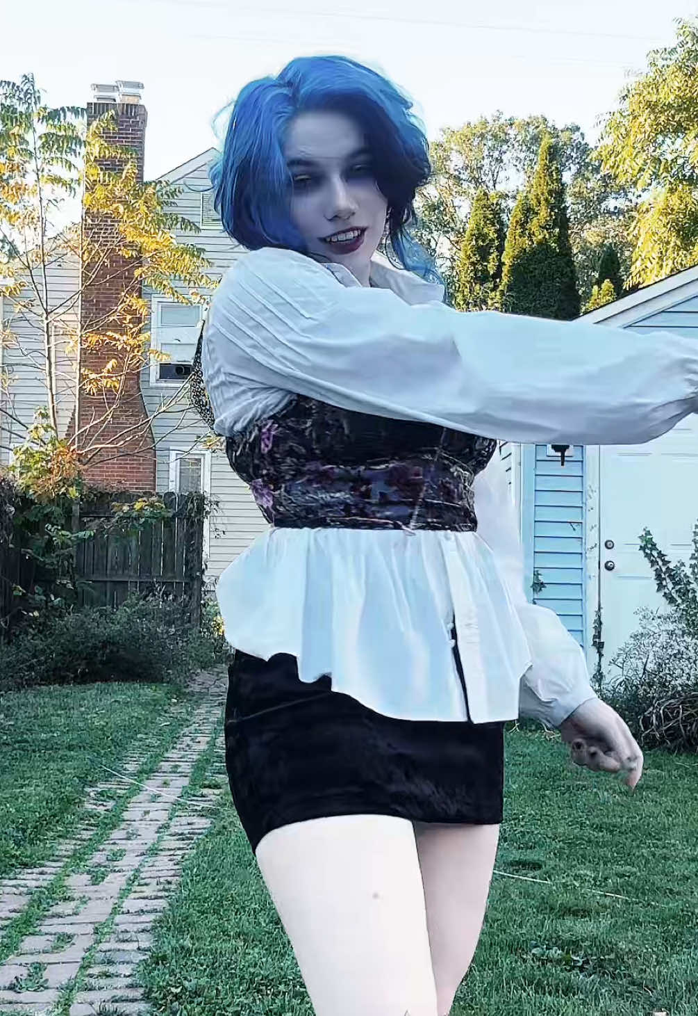 dont mind me tripping at the end my patio is not heel friendly 💀 #livingdeadgirl 