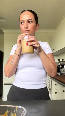 Coffee mixed with my caramel?! The perfect iced caramel latte 🤎 Also even yummier in my favourite @Coco + Arc (Alannah) glass  #caramelslice #sosliced #chocolate #sweettreat #icedlatte 