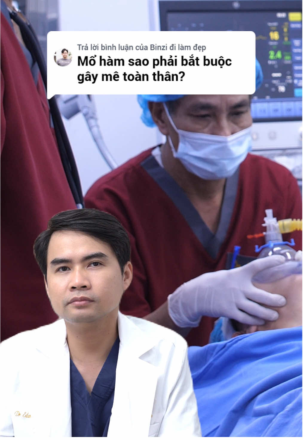 Bác sĩ chia sẻ lý do vì sao phải gây mê toàn thân khi phẫu thuật hàm #phauthuathammat #hoidapthammy #LearnOnTikTok #benhvienthammykangnam 