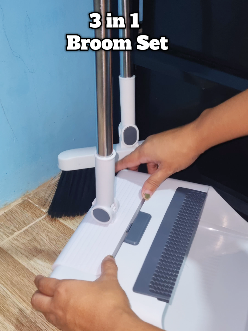 3 in 1 Broom and Dustpan Set No More Back Pain Long Handle Self Standing Storage #broomset #3in1broomset #broomanddustpan #broomanddustpanset 