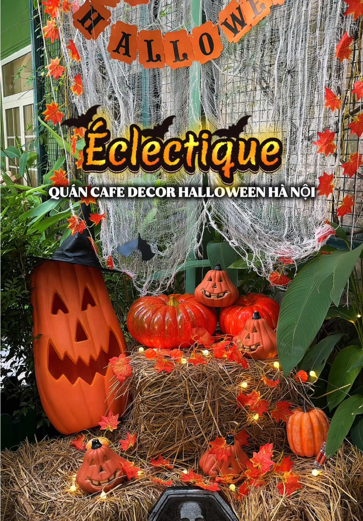 Năm nay các quán sống vội quá, tìm mãi mới được 1 quán decor Halloween tại Hà Nội cho các bác đây 🎃👻 📍Éclectique - 24/209 Đội Cấn, Hà Nội #ngocthichlaca #coffeetime #cafehalloween #cafehanoi #cafechill   