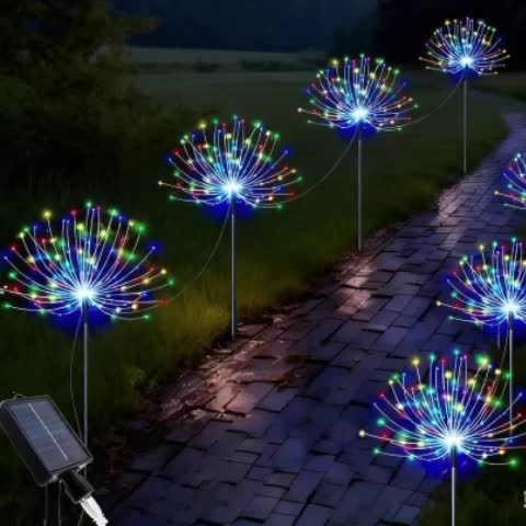 【Buy1Get4】 Solar Fireworks Lights Outdoor Waterproof with 8 Lighting Modes Courtyard Festival Party Light Suitable for decorating houses and gardensfireworks christmas light 