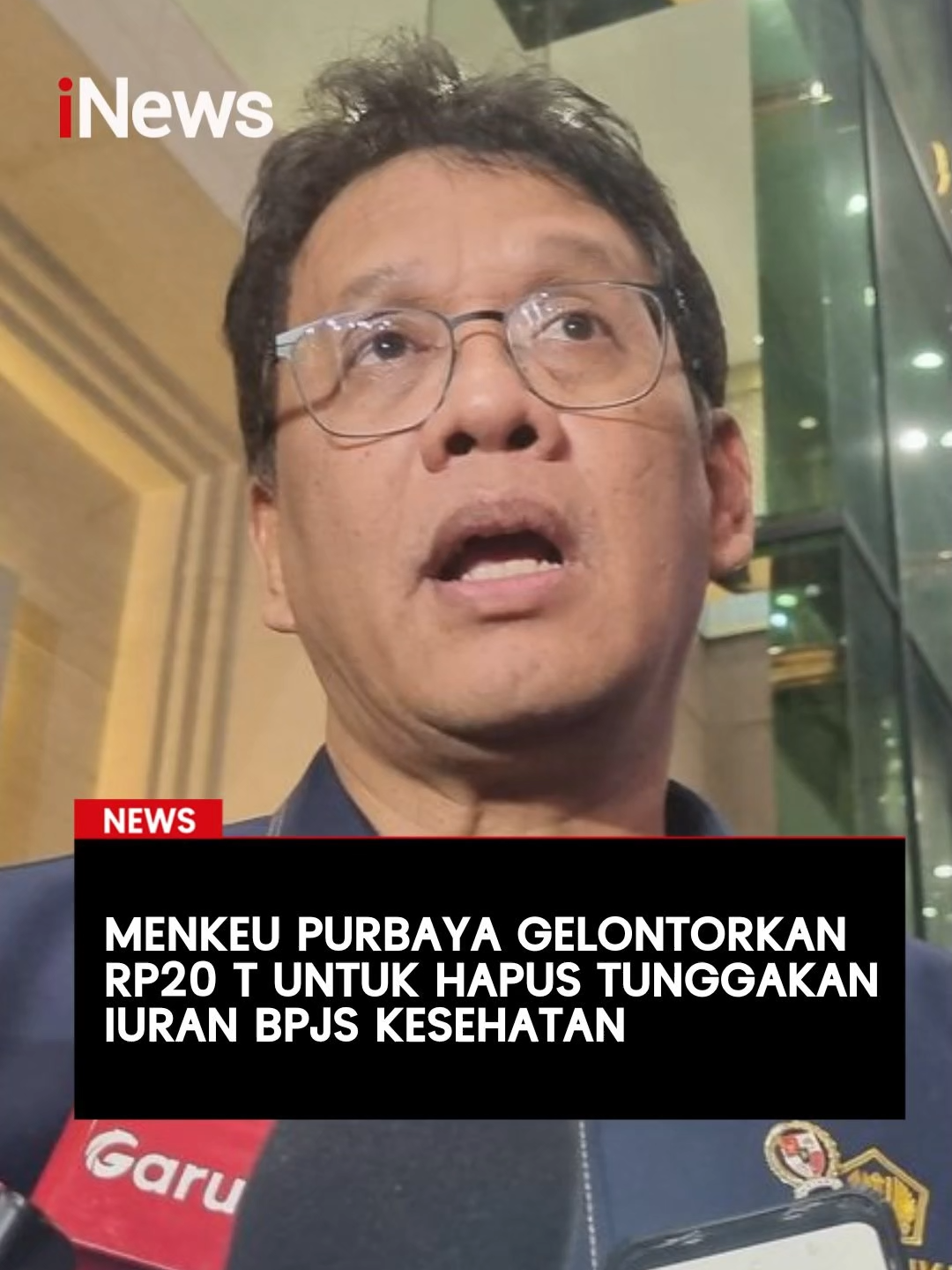Menteri Keuangan (Menkeu) Purbaya Yudhi Sadewa menyiapkan anggaran Rp20 triliun di APBN 2026 untuk menghapus atau memutihkan tunggakan iuran peserta Jaminan Kesehatan Nasional (JKN) BPJS Kesehatan.  Purbaya memastikan anggaran tersebut sudah dialokasikan dalam APBN 2026. Namun, ia belum merinci pos anggaran mana yang akan digunakan.  