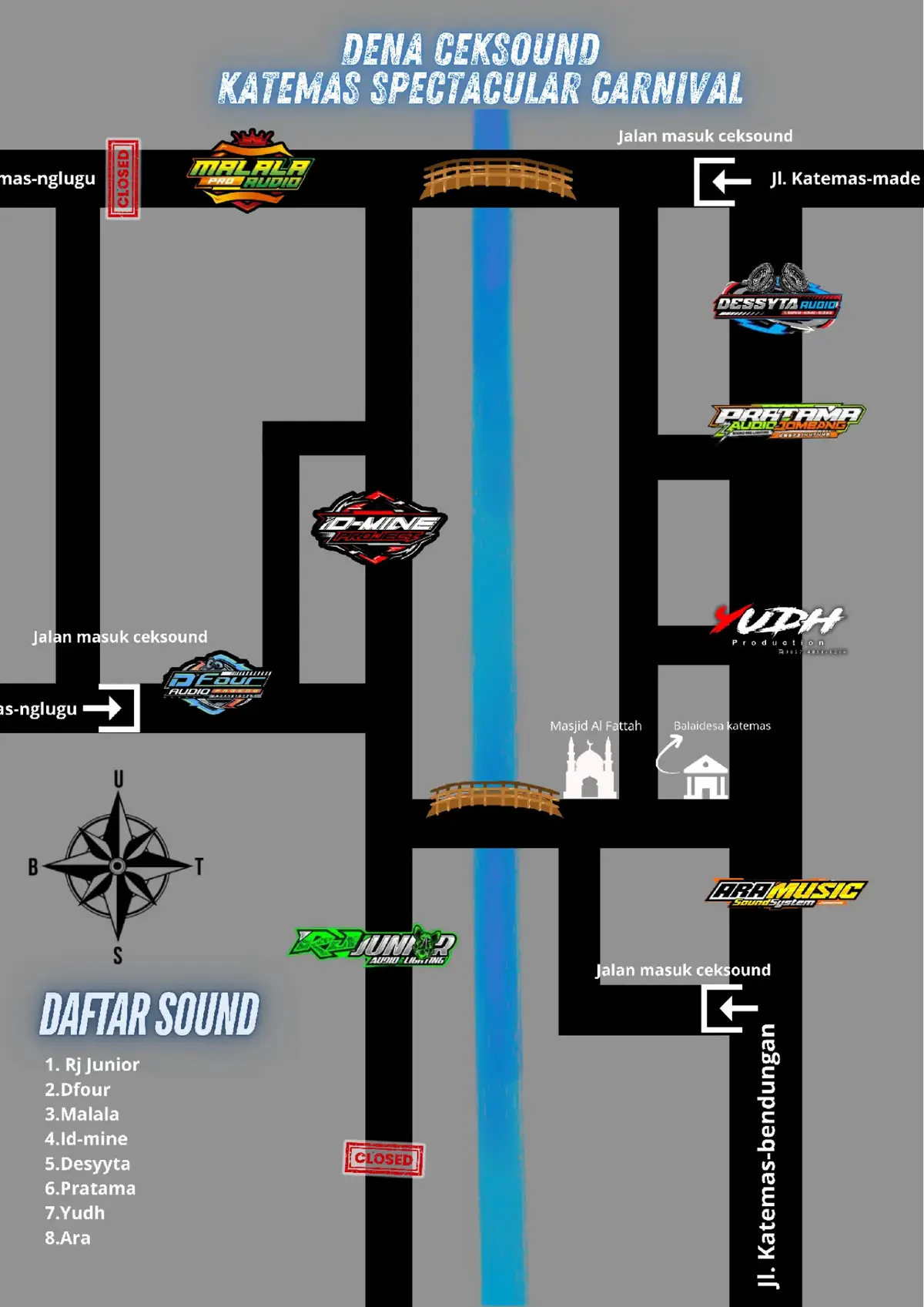 🔥Satu malam, delapan sound system terbaik siap mengguncang Katemas!🔥 📍 Lokasi:Dusun Katemas, Desa Katemas, Kec. Kudu, Kab. Jombang 📅 Tanggal: Sabtu, 25 Oktober 2025 🕖 Waktu: Pukul 19.00 WIB – sampai selesai HTM perorangan 10k ✨ Hadirkan sensasi audio terbaik bersama: 1️⃣ RJ Junior 2️⃣ Dfour 3️⃣ Malala 4️⃣ Id-mine 5️⃣ Desyta 6️⃣ Pratama 7️⃣ Yudh Production 8️⃣ Ara Music 🎶 Jangan lewatkan malam penuh getaran, cahaya, dan euforia spektakuler dari para *sound system* terbaik! 📢 Ajak teman, keluarga, dan komunitasmu — karena Katemas akan bergetar malam ini! #CeksoundKatemas #KatemasSpectacularCarnival #karnavalkatemas  #SoundSystemBattle #JombangEvent @PRATAMA AUDIO JOMBANG @Malala Pro Audio @D'FOUR AUDIO JOMBANG @rjjunioraudio @dessyta_audio @aramusicjombang @id_mine_project @yudha.pratama333 