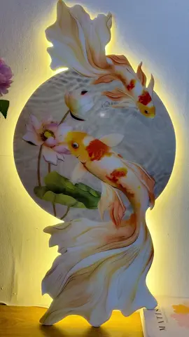 Tranh treo tường đèn led cá và hoa sen #tranhdenled #tranhtreotuong #denled #xuhuong #thinhhanh  @BIN DECOR  @BIN DECOR  @BIN DECOR 