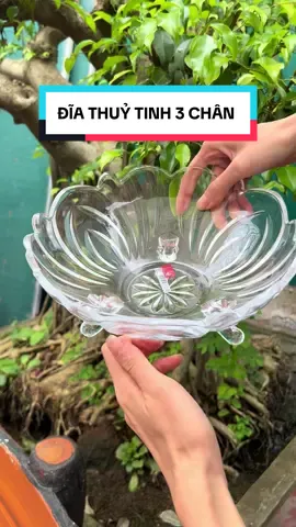 Đĩa thủy tinh 3 chưa đựng hoa quả bánh kẹo #khaythuytinh #dia #diathuytinh3chan #xuhuongtiktok #xuhuongtiktok 