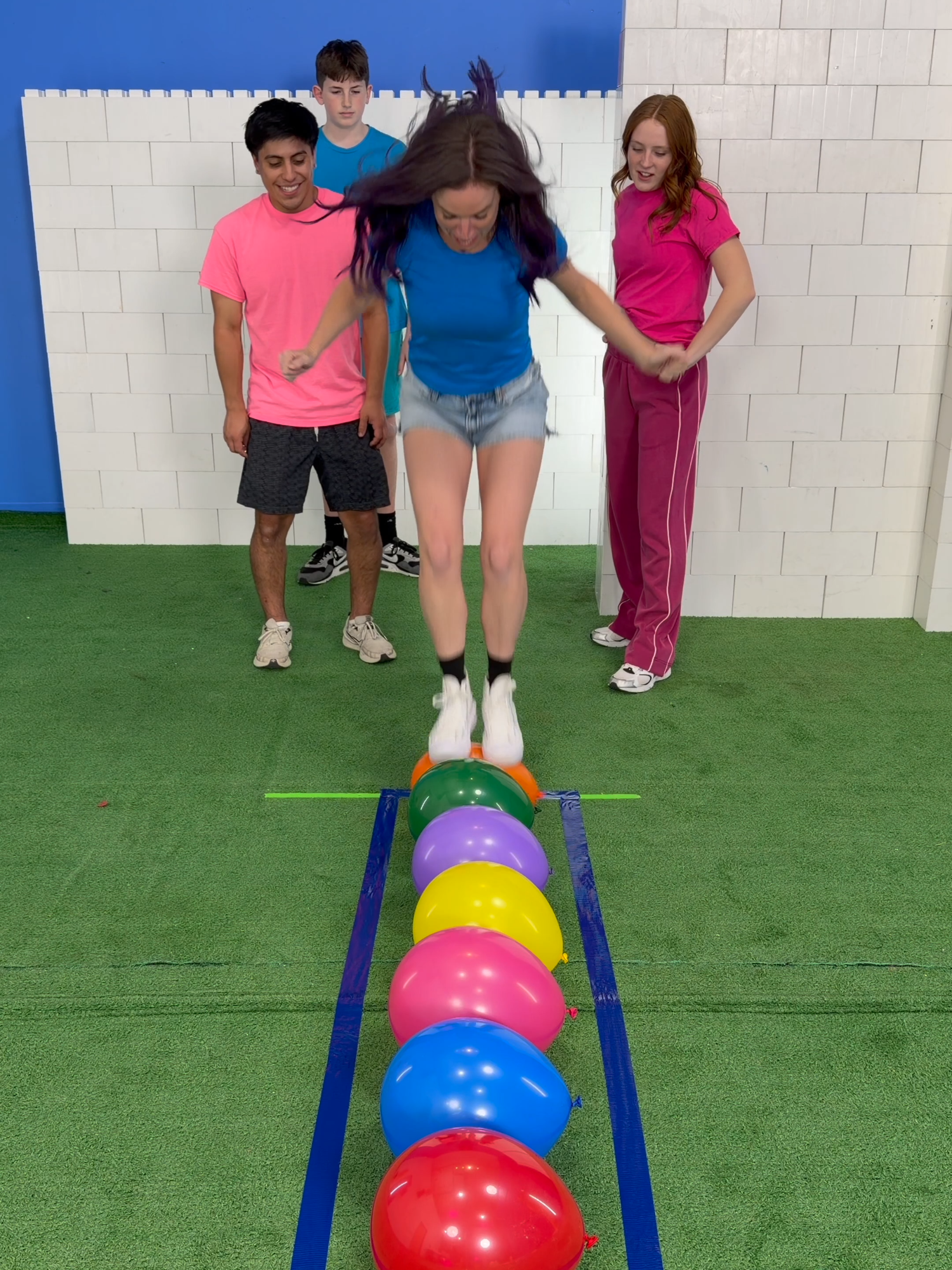 Can they make it across the balloon path! #viral #game #fun #challenge #balloon