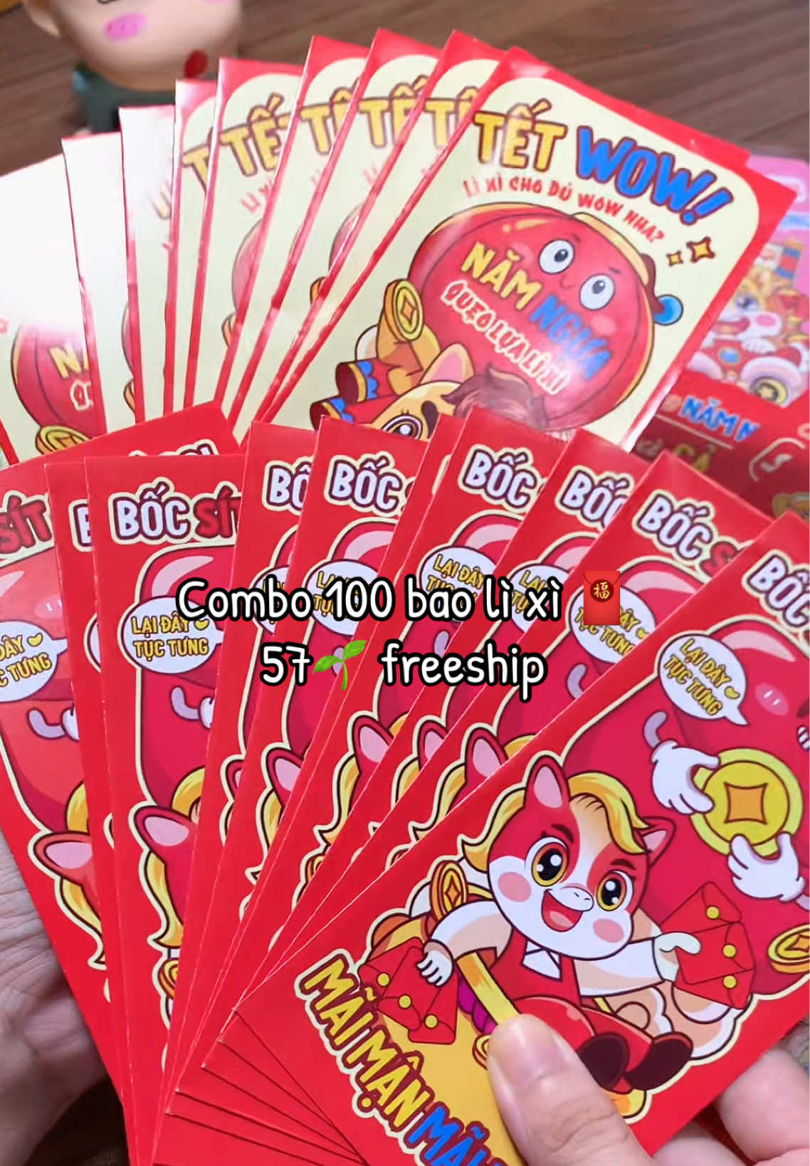 Tết đã về 🧧🧧🧧 combo 100 bao lì xì có 57k miễn ship #baolixi #baolixitet #2026 #tranne🌻 