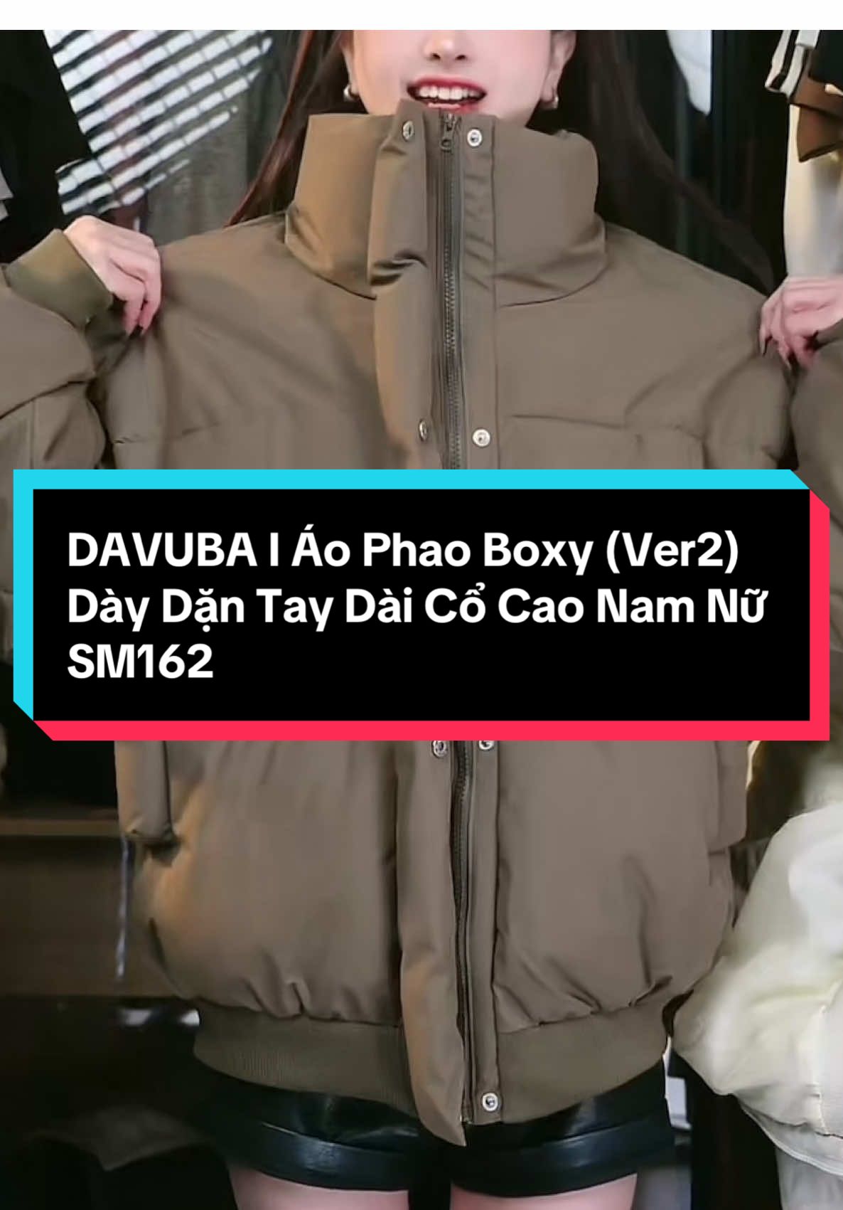 DAVUBA I Áo Phao Boxy (Ver2) Dày Dặn Tay Dài Cổ Cao Nam Nữ SM162  #xuhuong 