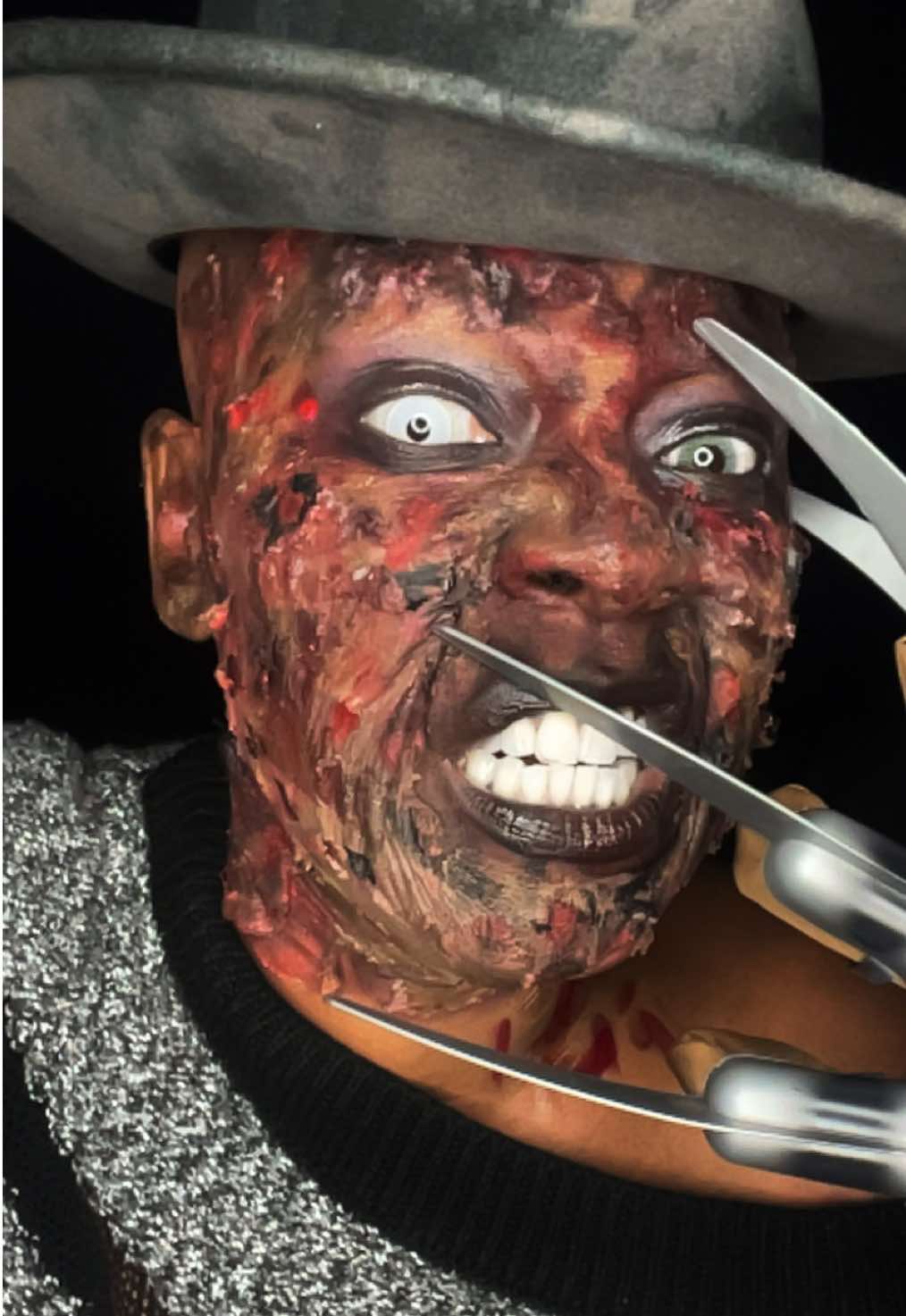 Freddy ….#dmvmakeupartist #foryourpage #halloweenmakeup #specialeffectsmakeup #freddykrueger